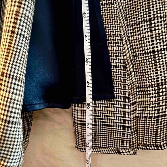 La Ligne Charlotte Tie-Detailed Midi Dress in Navy Blue + Brown Plaid - Picture 3 of 14